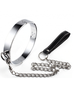 Sextoys, sexshop, loveshop, lingerie sexy : Colliers BDSM : Collier de Soumission femme en acier avec laisse