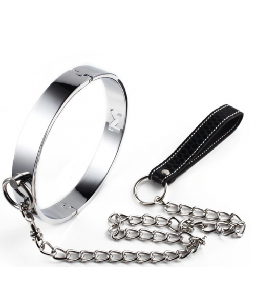 Sextoys, sexshop, loveshop, lingerie sexy : Colliers BDSM : Collier de Soumission femme en acier avec laisse