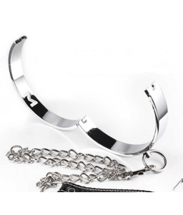 Sextoys, sexshop, loveshop, lingerie sexy : Colliers BDSM : Collier de Soumission femme en acier avec laisse