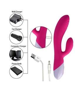 Sextoys, sexshop, loveshop, lingerie sexy : Vibro Rabbit : Vibromasseur rose et blanc silicone