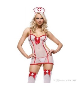 Sextoys, sexshop, loveshop, lingerie sexy : Deguisement Femme sexy : Costume Sexy Infirmière transparent S/M