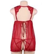 Sextoys, sexshop, loveshop, lingerie sexy : Déshabillés : Déshabillé Sexy dos nu rouge S/M