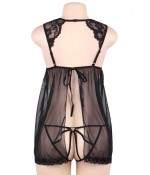 Sextoys, sexshop, loveshop, lingerie sexy : Déshabillés : Déshabillé Sexy dos nu noir S/M