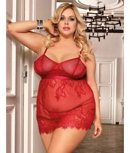 Sextoys, sexshop, loveshop, lingerie sexy : Lingerie sexy grande taille : Sexy Nuisette dentelle Rouge L/XL