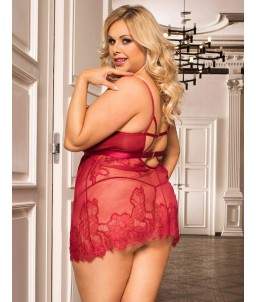 Sextoys, sexshop, loveshop, lingerie sexy : Lingerie sexy grande taille : Sexy Nuisette dentelle Rouge L/XL