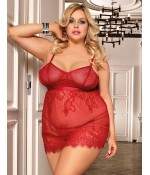 Sextoys, sexshop, loveshop, lingerie sexy : Lingerie sexy grande taille : Sexy Nuisette dentelle Rouge XXL/XXXL