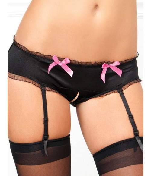 Sextoys, sexshop, loveshop, lingerie sexy : Porte jarretelles : porte jarretelle shorty ouvert M