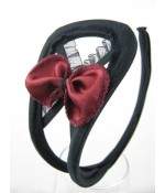 Sextoys, sexshop, loveshop, lingerie sexy : C-String : C-String noir Dentelle et Sequins et noeud bordeaux