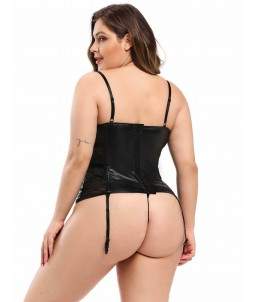 Sextoys, sexshop, loveshop, lingerie sexy : Lingerie sexy grande taille : Corset Sexy simili cuir et dentelle XL