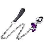 Sextoys, sexshop, loveshop, lingerie sexy : Rosebud - bijou anal : Rosebud avec perle et laisse LARGE Violet