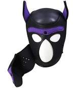 Cagoule de bondage Masque de Chien et Gants avec Crochets