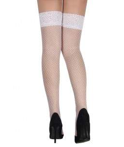 Sextoys, sexshop, loveshop, lingerie sexy : Bas & Collants : Sexy Bas Résille blanc Bandeau Jarretière