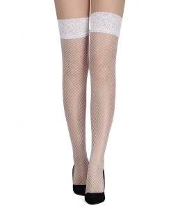 Sextoys, sexshop, loveshop, lingerie sexy : Bas & Collants : Sexy Bas Résille blanc Bandeau Jarretière