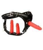 Sextoys, sexshop, loveshop, lingerie sexy : Gode Ceinture : Godemichet Ceinture Triple Gode rouge