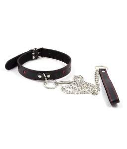 Sextoys, sexshop, loveshop, lingerie sexy : Colliers BDSM : Collier et laisse noir coeur rouge bdsm