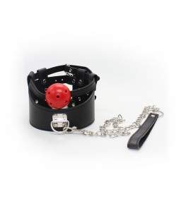 Sextoys, sexshop, loveshop, lingerie sexy : Baillons : Baillon boule avec collier et laisse BDSM