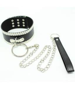 Sextoys, sexshop, loveshop, lingerie sexy : Colliers BDSM : Collier et laisse noir et dentelle blanche BDSM