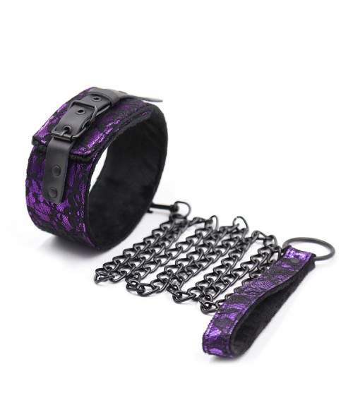 Sextoys, sexshop, loveshop, lingerie sexy : Colliers BDSM : Collier et laisse luxe violet BDSM