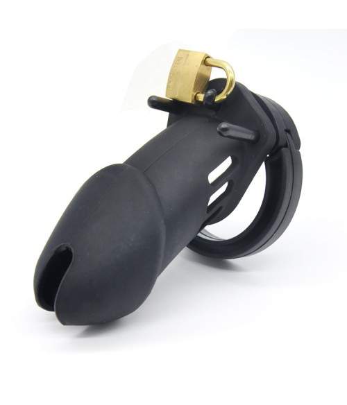 Sextoys, sexshop, loveshop, lingerie sexy : Cages de chasteté : Cage de chasteté silicone noire BDSM