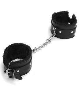 BDSM black fur handcuffs