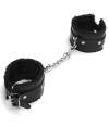BDSM black fur handcuffs