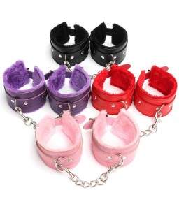 BDSM pink fur handcuffs