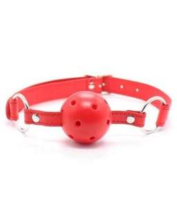 Sextoys, sexshop, loveshop, lingerie sexy : Baillons : Baillon collier et boule perforée rouge