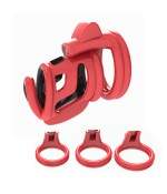 Cage de chasteté noir et rouge avec 4 tailles BDSM