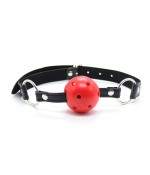 Sexshop BDSM : Baillon boule perforée rouge
