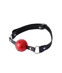 Sextoys, sexshop, loveshop, lingerie sexy : Baillons : Baillon boule perforée rouge collier noir