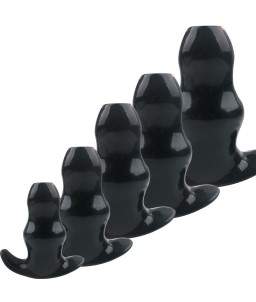 Sextoys, sexshop, loveshop, lingerie sexy : Plug Anal : Plug Anal creux Silicone Noir - tunnel plug S