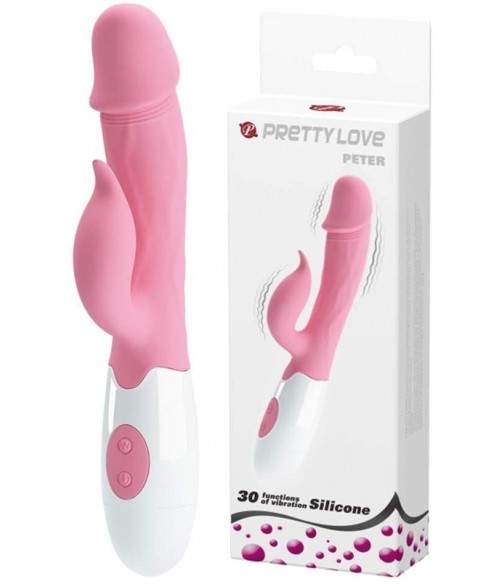 Sextoys, sexshop, loveshop, lingerie sexy : Vibro Rabbit : Vibromasseur Pretty Love en silicone rose Peter