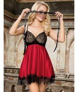 Sextoys, sexshop, loveshop, lingerie sexy : Déshabillés : Ensemble Déshabillé Noir et rouge S/M