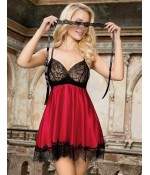 Sextoys, sexshop, loveshop, lingerie sexy : Déshabillés : Ensemble Déshabillé Noir et rouge