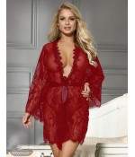 Sextoys, sexshop, loveshop, lingerie sexy : Déshabillés : Déshabillé kimono rouge en dentelle