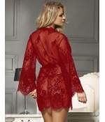Sextoys, sexshop, loveshop, lingerie sexy : Déshabillés : Déshabillé kimono rouge en dentelle