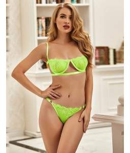 Sextoys, sexshop, loveshop, lingerie sexy : Lingerie sexy grande taille : Ensemble Lingerie vert fluo sexy XL