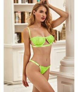 Sextoys, sexshop, loveshop, lingerie sexy : Lingerie sexy grande taille : Ensemble Lingerie vert fluo sexy XL