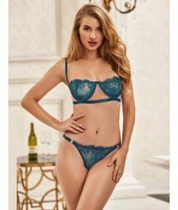 Sextoys, sexshop, loveshop, lingerie sexy : Lingerie sexy grande taille : Ensemble Lingerie bleu vert sexy XL