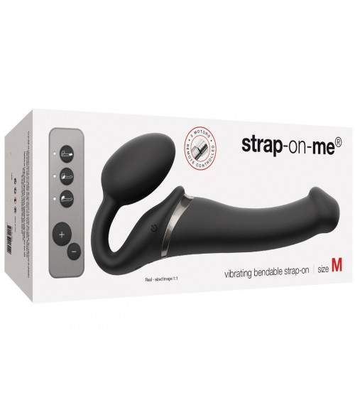 Sextoys, sexshop, loveshop, lingerie sexy : Gode Ceinture : Strap-On 3 Moteurs USB Noir - M
