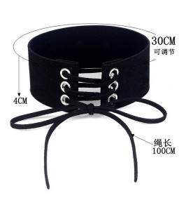 Sextoys, sexshop, loveshop, lingerie sexy : Colliers BDSM : Collier touché velours a laçage noir