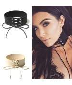 Sextoys, sexshop, loveshop, lingerie sexy : Colliers BDSM : Collier touché velours a laçage Rouge