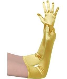 Sextoys, sexshop, loveshop, lingerie sexy : gants sexy : Gants Satin Doré or jaune Long