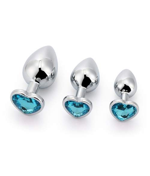 Sextoys, sexshop, loveshop, lingerie sexy : Rosebud - bijou anal : Rosebud forme coeur LARGE Bleu clair