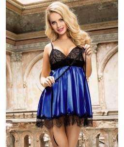 Sextoys, sexshop, loveshop, lingerie sexy : Déshabillés : Ensemble Déshabillé Bleu et noir S/M