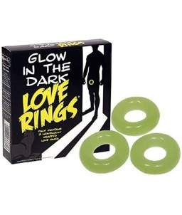 Sextoys, sexshop, loveshop, lingerie sexy : Anneaux Vibrants & Cockring : Set de 3 Anneaux Péniens Phosphorescent