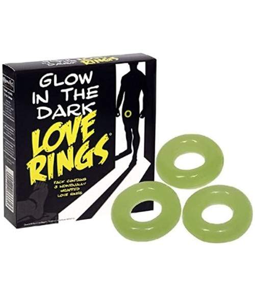 Sextoys, sexshop, loveshop, lingerie sexy : Anneaux Vibrants & Cockring : Set de 3 Anneaux Péniens Phosphorescent