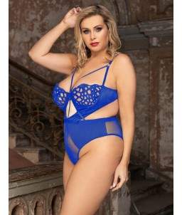 Sextoys, sexshop, loveshop, lingerie sexy : Lingerie sexy grande taille : Body Bleu sexy touché velours