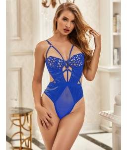 Sextoys, sexshop, loveshop, lingerie sexy : Bodys & Teddys : Body Bleu sexy touché velours S/M