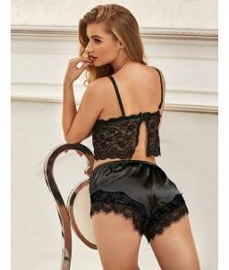 Sextoys, sexshop, loveshop, lingerie sexy : Lingerie sexy grande taille : Ensemble lingerie short sexy Noir L/XL